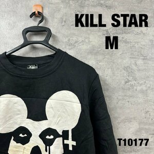 KILL STAR ブラック スウェット トレーナー Ｍ 長袖 レディース プリントデザイン 裏起毛 USA 海外輸入 古着 T10177