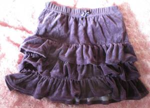 中古品美品Georgeサイズ140ｃｍ紫色のベルベットミニフリルスカート綿80％ポリエステル20％腰ゴム使用回数少なめ