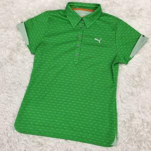 PUMA U.S.P スポーツライフスタイル プーマ ゴルフウェア スポーツウェア 半袖シャツ 刺繍ロゴ 速乾ドライ レディース サイズO 緑