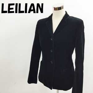 【人気】LEILIAN/レリアン ベロア テーラードジャケット ブラック サイズ9 レディース/S1430