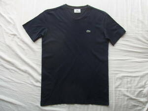 LACOSTE ラコステ　浅いVネックTシャツ　サイズ 2 日本製　ネイビー