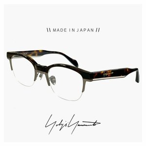 新品 メンズ ヨウジ ヤマモト メガネ 日本製 19-0079 3 c03 50mm Yohji Yamamoto 眼鏡 ナイロール ハーフリム デミブラウン べっ甲 カラー