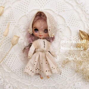 pecora.doll プチブライス アウトフィット 紅茶染ワンピース ヘッドドレス セット