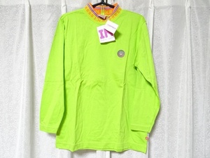 新品 80年代 ビンテージ NOBUO IKEDA イケダノブオ I.N.EXPRESS 長袖Tシャツ 150 黄緑色 レトロ 当時物