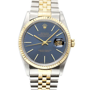 ロレックス ROLEX デイトジャスト 16233 バー ブルー文字盤 SS/YG X番 メンズ腕時計 自動巻き DATEJUST 36mm