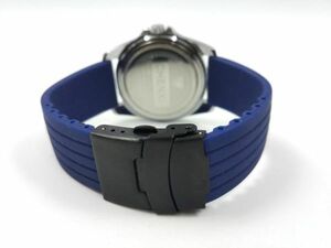 シリコンラバーストラップ 交換用腕時計ベルト Dバックル ネイビーXブラック 24mm
