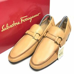 定価7.2万円↑ 未使用品【フェラガモ】本物 Ferragamo 靴 24cm 茶 ガンチーニ ローファー スリッポン シューズ レザー メンズ 伊製 6 EE 箱