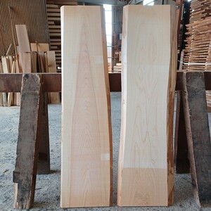 A-1617 　国産ひのき　耳付板　2枚セット　テーブル　棚板　看板　一枚板　無垢材　桧　檜　DIY