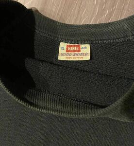 SPECIAL XL 黒　50s HANES WIND SHIELD SWEAT スウェット　SOLID BLACK 無地　BIG SIZE size 46 長リブ　炭黒　(検　30s 40s 60s VINTAGE )