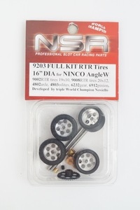 新品 NSR 1/32 FULL KIT RTR Tires 16 DIA for NINCO AngleW アングルワインダー ギア タイヤ アルミホイール 9203 スロットカー