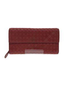 BOTTEGA VENETA◆長財布/レザー/RED/レディース