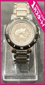 【5SF伊04010D】1円スタート★腕時計★wristwatch★LASSEN★ラッセン★コインウォッチ★シルバー★ブラック★クオーツ★不働品★純正ベルト