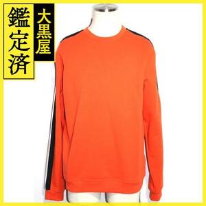 HERMES　エルメス　ラウンドネックスウェット　トレーナー　ランH　メンズ M　オレンジ　コットン　参考定価 \121,000　【200】