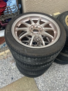 東京発!! RAYS VOLKRACING CE28N 17インチ 7.5J +50 5H 100 中古 PIRELLI DRAGON 215/45R17 バリ山 4本セット GDB インプレッサ プリウス