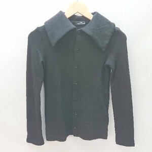 ◇ ◎ COMME DES GARCONS ウール100% ビッグカラー 長袖 ニット カーディガン サイズ表記なし ブラック レディース E