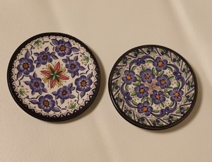 スペイン製！美品！スペイン 陶器 直径約9.5ｃｍ 小皿 プレート 2種類セット ブルー系