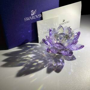 レア ★美品★ Swarovski スワロフスキー キャンドルホルダー スイレン 水連 バイオレット 紫 5066011 パープル 箱付き