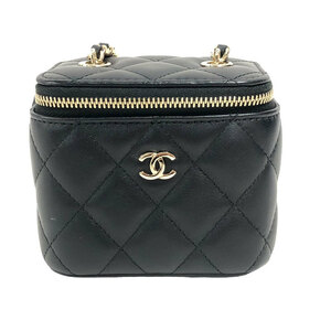 シャネル CHANEL スモールバニティバッグ AP1340 ブラック　ゴールド金具 ラムスキン ショルダーバッグ レディース 中古