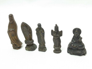 R-062993　江戸期　古い仏像など5点(置物、オブジェ、古銅、古玩、観音像、チベット像？)(R-062993)