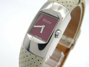 1円◆稼働◆ ディオール D102-100 レッド クオーツ レディース 腕時計 K76402