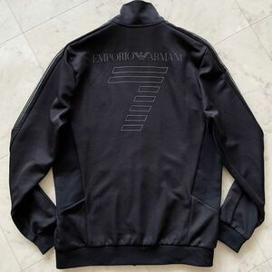 エンポリオアルマーニ EMPORIO ARMANI トラックジャケット ジャージ ブルゾン Mサイズ デカロゴ 背番号 バックロゴ EA7 ブラック 黒