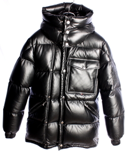 66万6600円　21AW モンクレール 　オール レザー ダウン ジャケット　ブラック　MONCLER　国内正規品　#B3