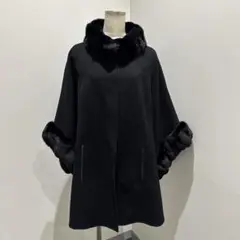 美品 Loro Piana ザルツブルグ・ケープ カシミヤ チンチラファー