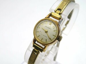 1円◆稼働◆ セイコーソーラー K18 ホワイト 手巻き レディース 腕時計 L30005