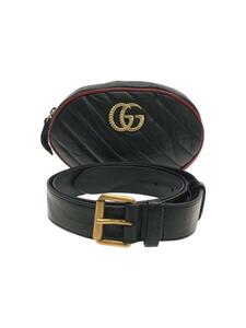 GUCCI◆GGマーモント/ベルトバッグ/レザー/BLK/476434