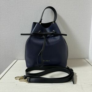 【大幅値下げ】【バイカラー】【新品同様】FURLA COSTANZA S フルラ コスタンザ S 2WAY ショルダーバッグ ネイビー×ブラック　ハンド