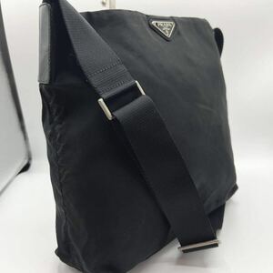 1円 ◎美品◎ PRADA プラダ ショルダーバッグ クロスボディ サコッシュ 三角プレート 三角ロゴ テスートナイロン ポコノ ブラック 白タグ