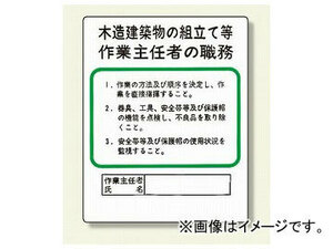 ユニット/UNIT 作業主任者職務板 木造建築物の組立て等 品番：356-25