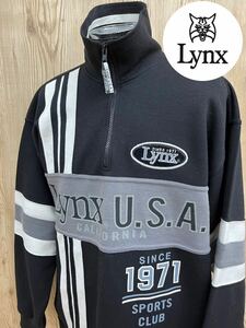 M■ Lynx USA リンクス メンズ ハーフジップ プルオーバー セットアップ ブラック 黒 Mサイズ スウェット素材 スポーツウェア 上下セット