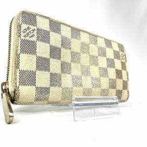 ★良品 LOUIS VUITTON ルイヴィトン ダミエアズール ジッピーウォレット N60019 ラウンドファスナー 長財布 メンズ ホワイト 白 アイボリー