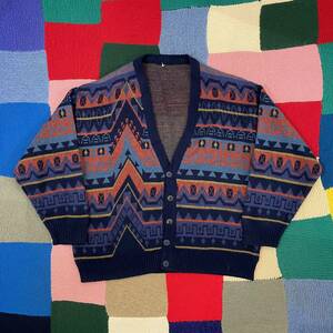 vintage euro wool design knit cardigan ヨーロッパ古着 ビンテージ ニットカーディガン デザインカーディガン 70s 80s