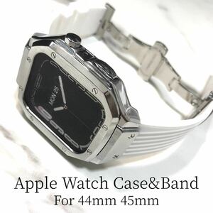 sh★アップルウォッチバンド ラバーベルト カバー　Apple Watch ケース　44mm 45mm