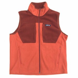 LANDS’ END ランズエンド 切替デザイン フリース ベスト M オレンジ系 ジャケット チョッキ 羽織り 国内正規品 アウトドア メンズ 紳士