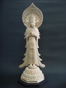 出品者作 仏像彫刻 『 救世観音像 』 木彫刻 ハンドメイド　仏教美術　芸術　仏 アート　art　仏像