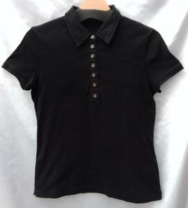 BURBERRY バーバリー 半袖 ポロシャツ 黒 ブラック サイズ2 山陽商会 綿100％ 刺繍 ロゴ