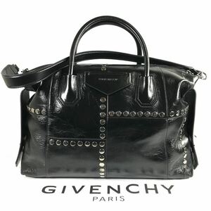 美品【ジバンシー】本物 GIVENCHY トートバッグ アンティゴナ スタッズ 2way ショルダーバッグ ビジネスバッグ ジバンシィ レザー メンズ