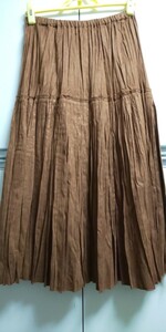 ローラアシュレイ LAURA ASHLEY プリーツスカート サイズ11 ウエストゴム マロンブラウンカラー