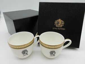 ◆LUNA MATTINO ルナマティーノ ペアデミタスカップ 2客 ペア 金彩 コーヒーカップ マグカップ ティーカップ 長期個人保管 未使用品