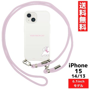 iPhone 15 14 13 対応 ディズニー マリー スマホ クリア ケース カバー アイフォン IIIIfit Loop ショルダー ストラップ付き