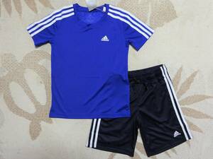 送料込み!!★新品★adidas アディダス★120★快適素材!!半袖Ｔシャツ(ブルー)ハーフパンツ(紺)★上下★セットアップ★即決★ラスト1点