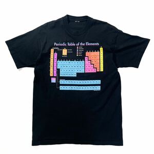 90s 95年 アートt プリントt tシャツ ビンテージ アメリカ製 usa old XL 元素記号 エレメント ブラック フルーツオブザルーム 80s 化学 tee