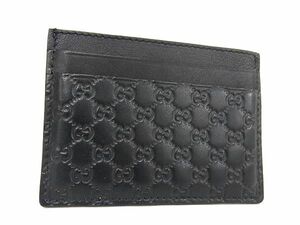 1円 ■美品■ GUCCI グッチ 256444 マイクロGG レザー カードケース カード入れ 名刺入れ メンズ レディース ブラック系 AX5785