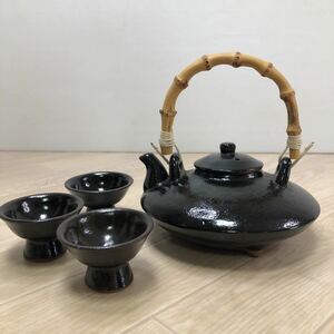 未使用 急須 セット 茶道具 在銘 茶器 工芸品 美術 陶器 陶芸 古玩 古道具 (A1202)