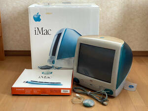 【起動確認済】Apple 初代 iMac G3 ボンダイブルー CPU換装400MHz メモリ192MB VRAM6MB HDD20GB M4984 ジャンク