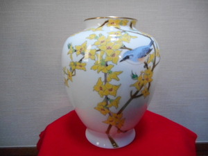 花器　花瓶　深川製磁　黄色　花　鳥　　大型　茶器　茶碗　生花　香蘭社　ノリタケ　等　