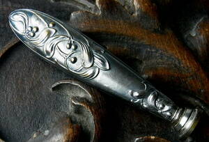 古色 フランスアンティーク 宿り木のカシェ シーリングスタンプ 印面彫刻 銀鍍金 ヤドリギの意匠 1点 エクリチュール筆記具